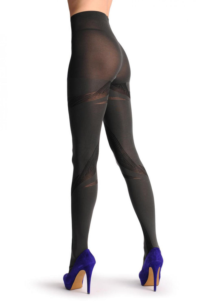 Liss Kiss Grey With Black Long Leafs 60 Den - Tights