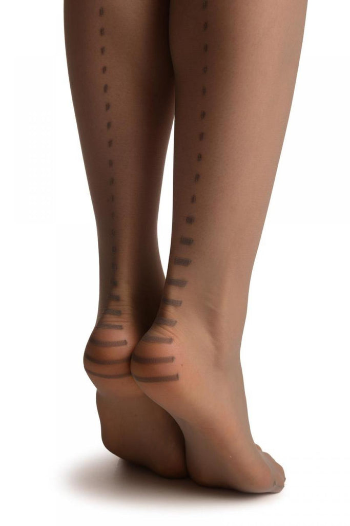 Liss Kiss Grey With Dotted Seam & Cuban Heel - Tights
