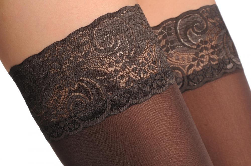 Liss Kiss Grey With Lace Silicon Garter - Hold Ups