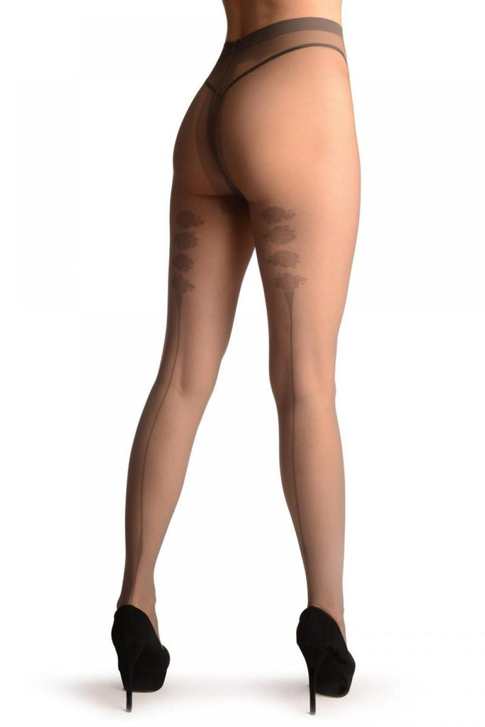 Liss Kiss Grey With Seam & Roses - Tights