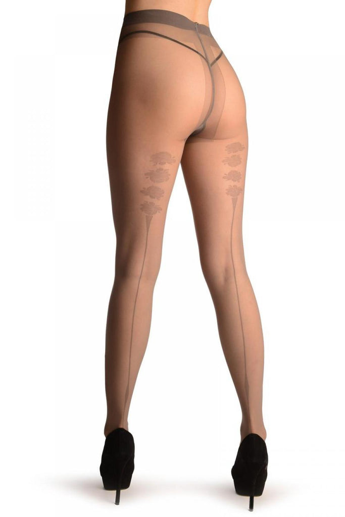 Liss Kiss Grey With Seam & Roses - Tights