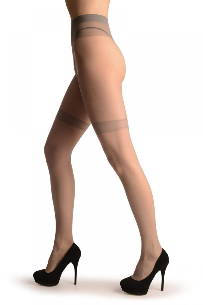 Liss Kiss Grey With Vintage Pattern Seam - Tights