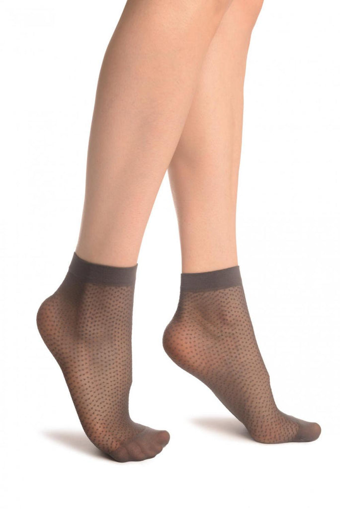 liss kiss Grey Woven Dots Ankle High Socks - Socks
