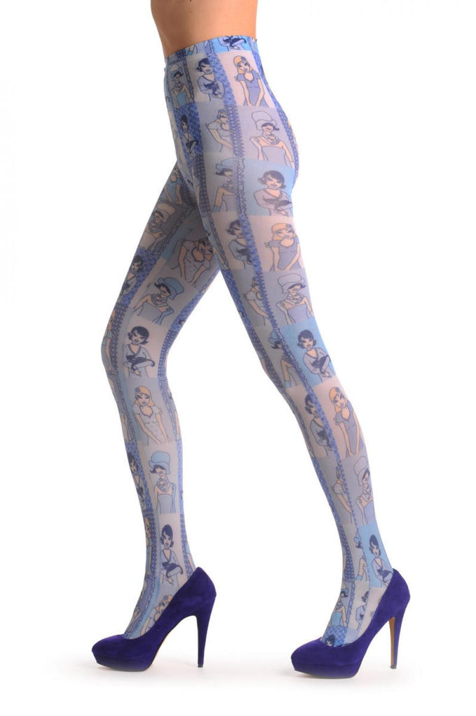 Liss Kiss Housewives On Blue - Tights