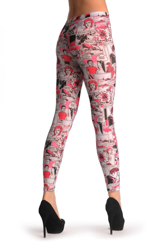 Liss Kiss I Love You Pink Comics - Leggings
