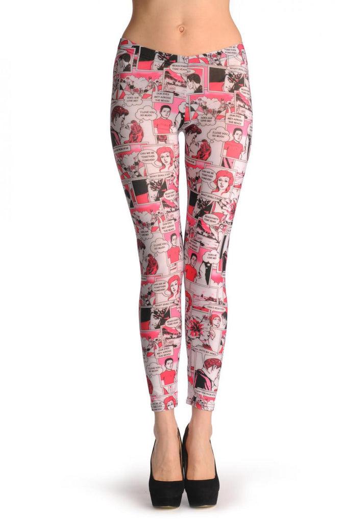 Liss Kiss I Love You Pink Comics - Leggings