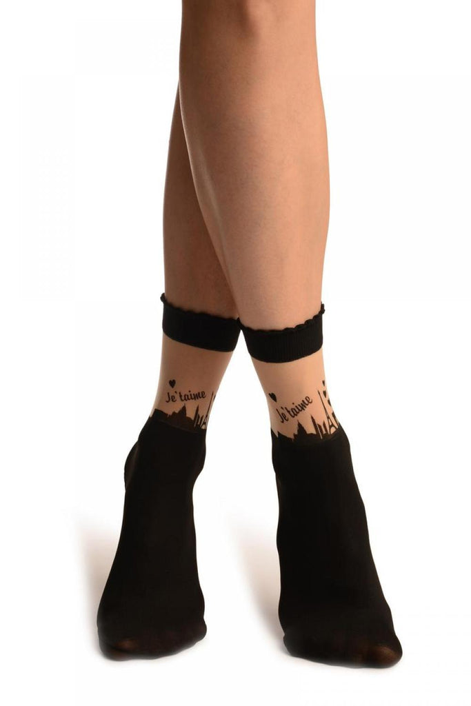 liss kiss Je Taime Black Ankle High Socks - Socks