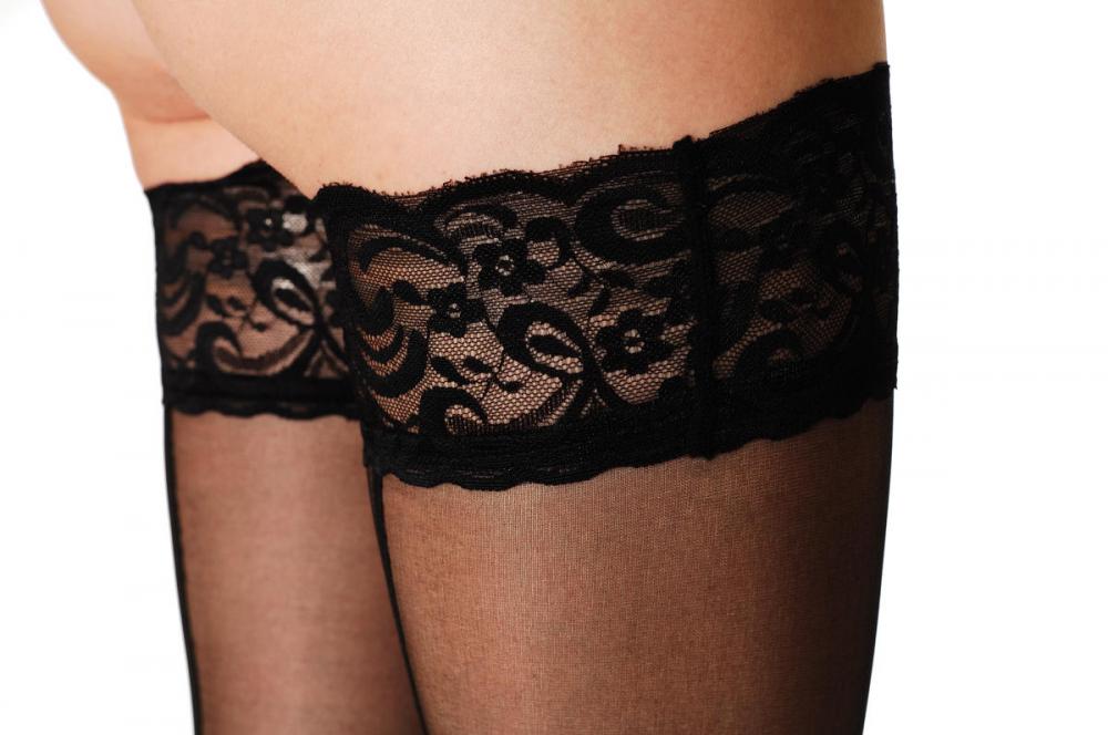 Liss Kiss Lace Garter With Black Seam - Hold Ups