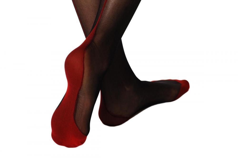 Liss Kiss Lace Garter With Red Seam - Hold Ups