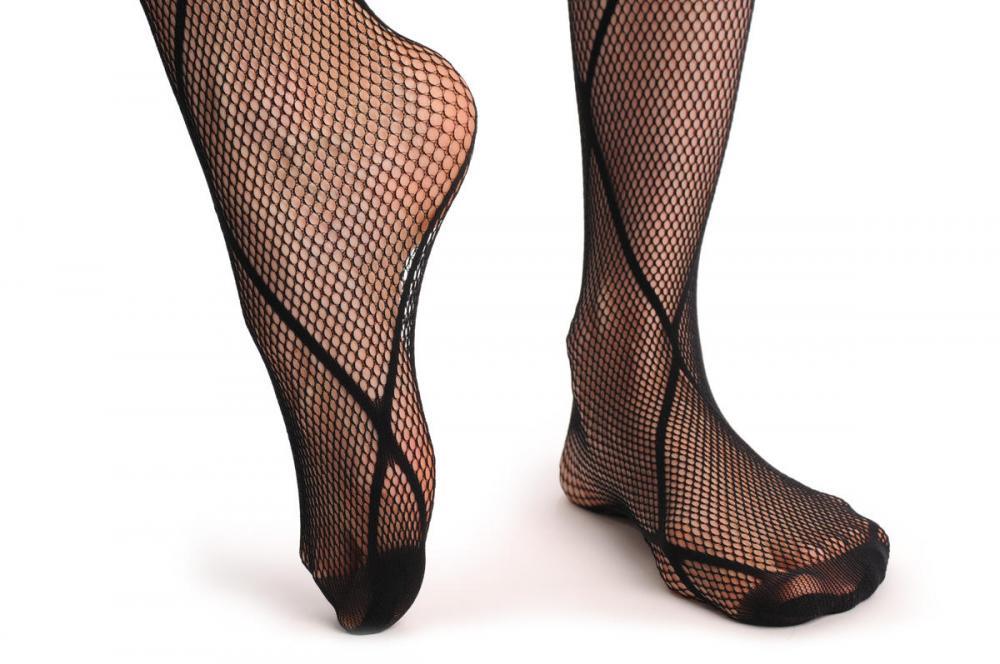 Liss Kiss Large Black Mesh Rombs Fishnet - Tights