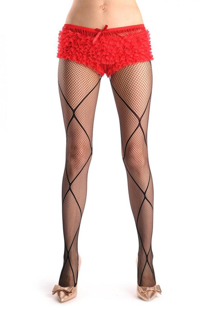Liss Kiss Large Black Mesh Rombs Fishnet - Tights