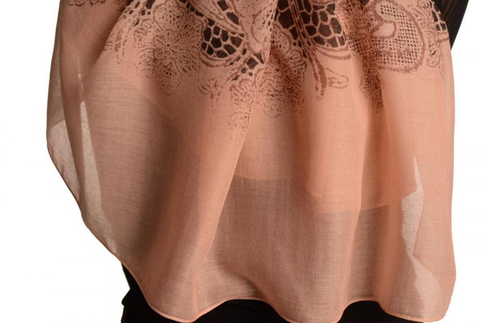 Liss Kiss Large Floral Printed Lace On Pink - Scarf