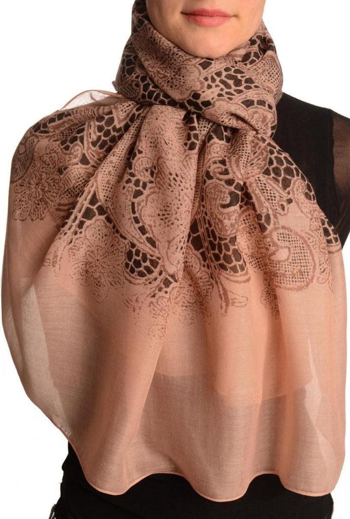 liss kiss Large Floral Printed Lace On Pink - Scarf