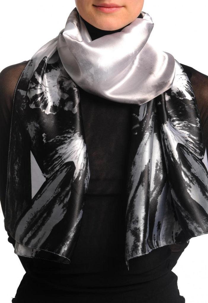 liss kiss Large Grey Peony Flowers - Scarf
