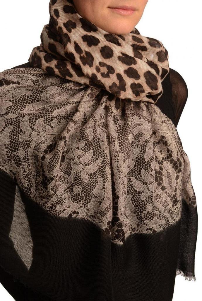 Liss Kiss Large Lace & Leopard Print On Black - Scarf