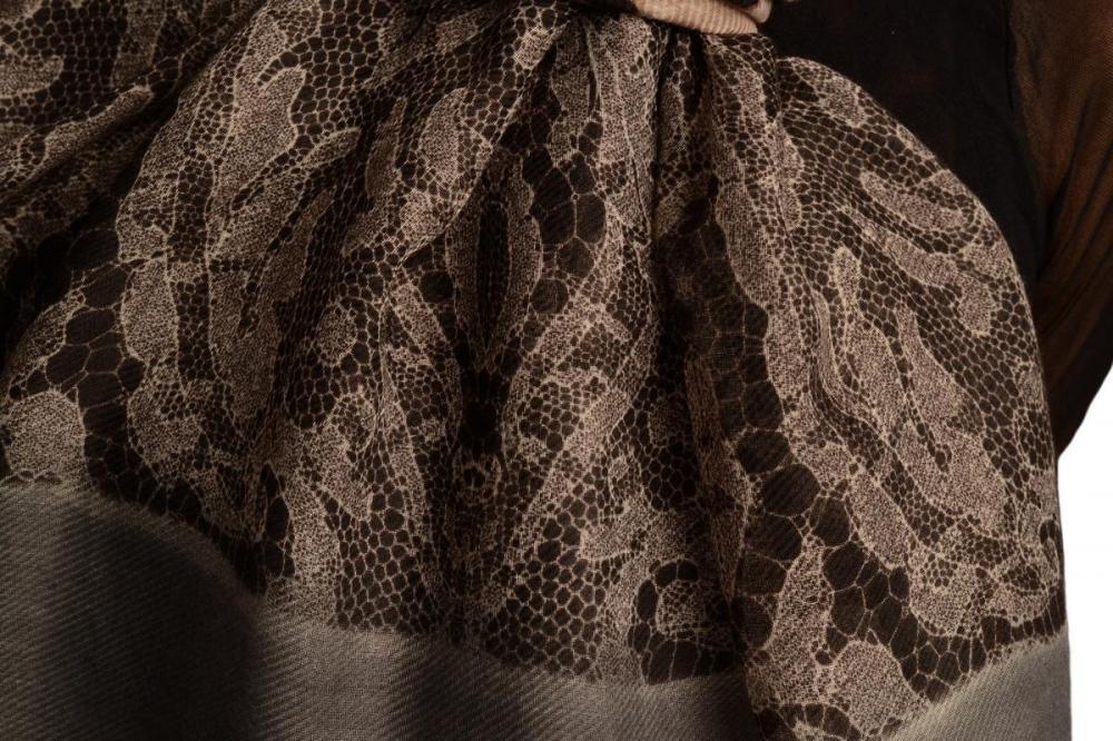 Liss Kiss Large Lace & Leopard Print On Grey - Scarf