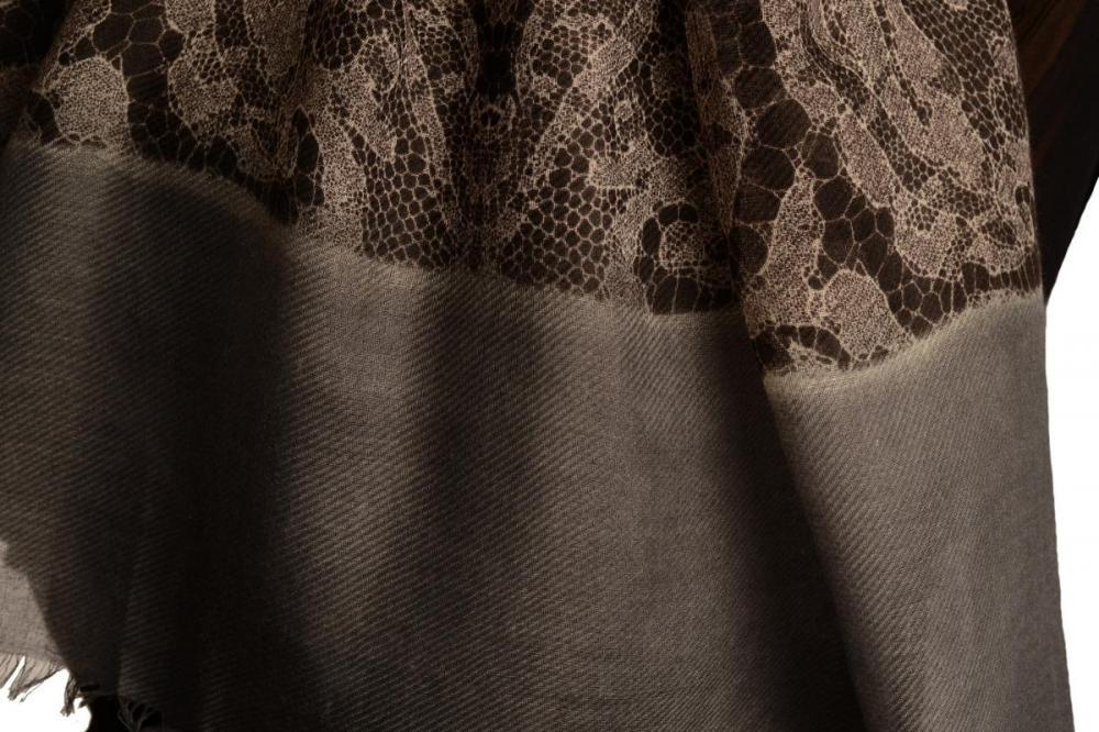 Liss Kiss Large Lace & Leopard Print On Grey - Scarf