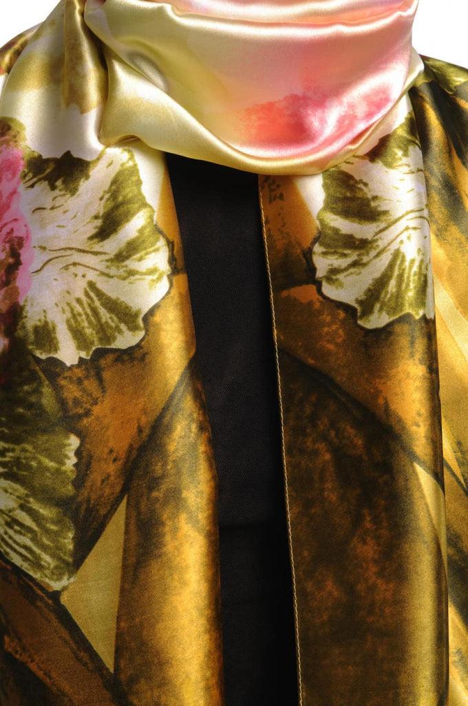 Liss Kiss Large Puce Pink Peony Flowers - Scarf