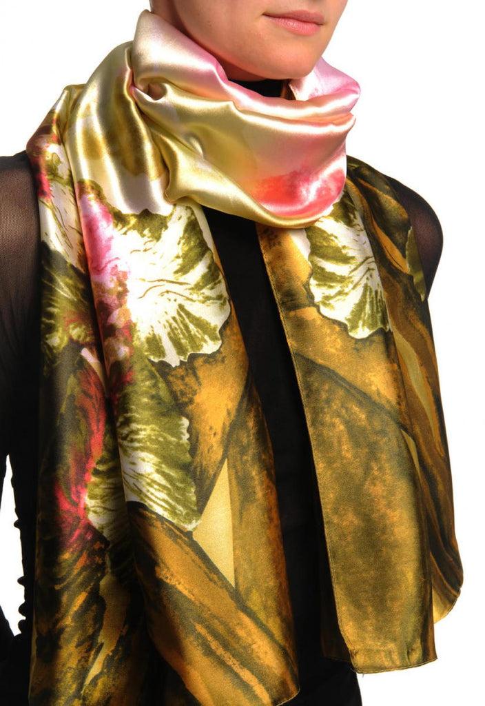 Liss Kiss Large Puce Pink Peony Flowers - Scarf