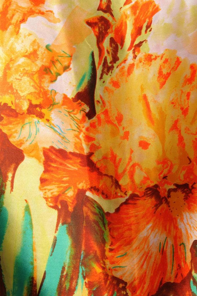 Liss Kiss Large Yellow & Orange Peony Flowers - Scarf