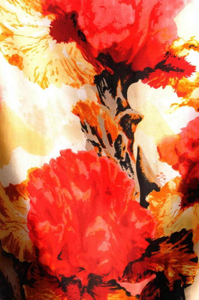 Liss Kiss Large Yellow & Red Peony Flowers - Scarf
