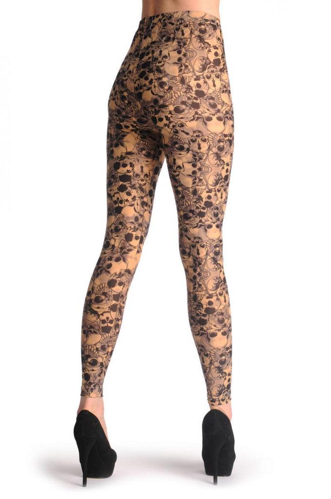 Liss Kiss Laughing Skulls On Nude - Leggings