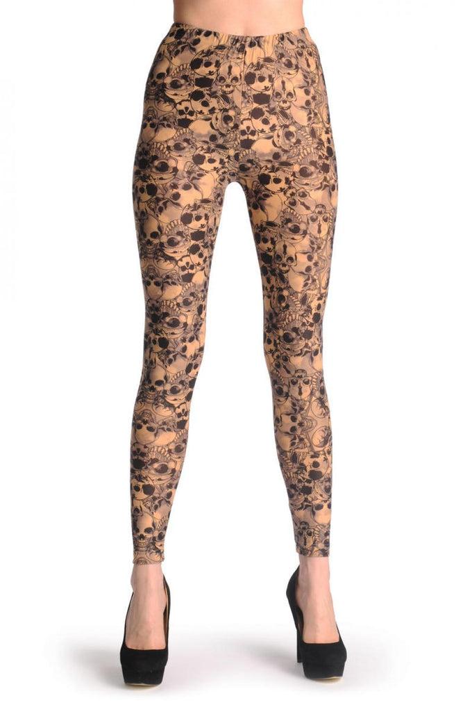 Liss Kiss Laughing Skulls On Nude - Leggings