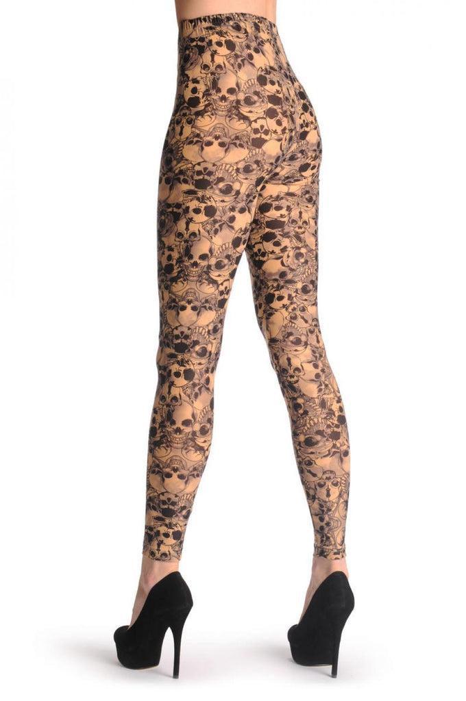 Liss Kiss Laughing Skulls On Nude - Leggings