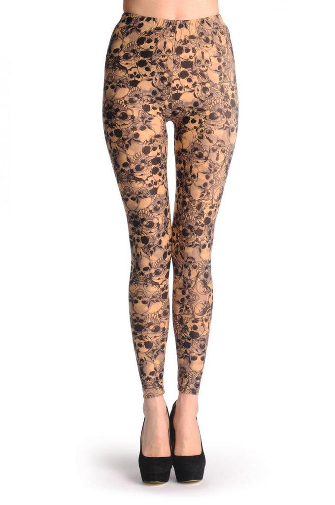 Liss Kiss Laughing Skulls On Nude - Leggings