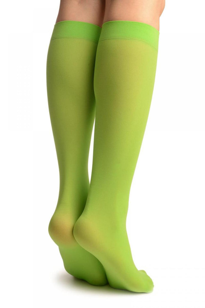 Liss Kiss Lime Green Plain Socks Knee High - Socks