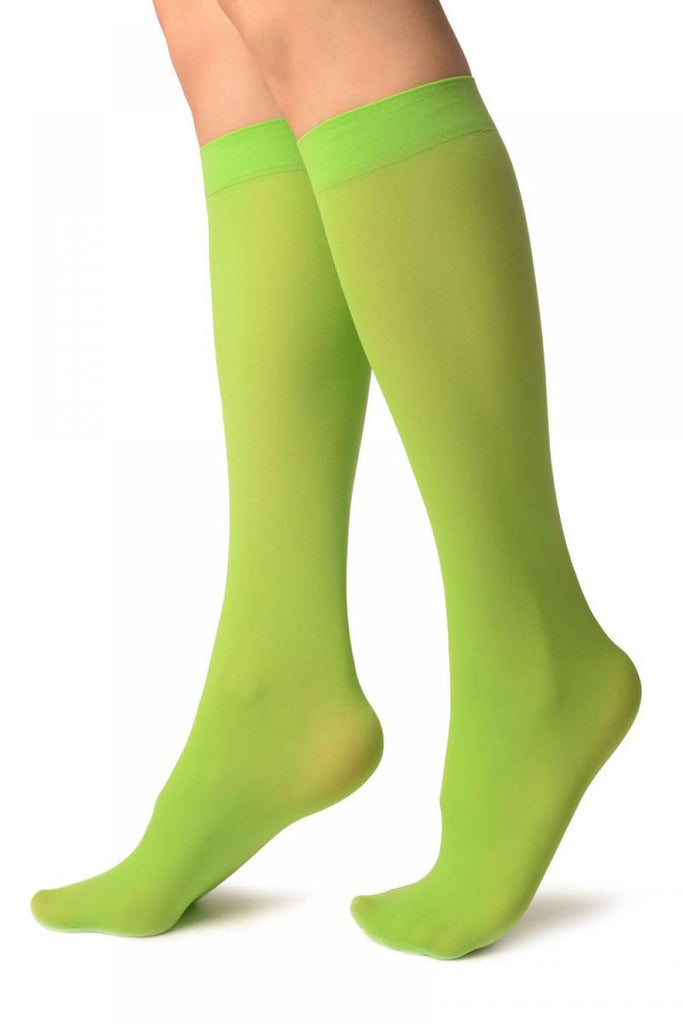 Liss Kiss Lime Green Plain Socks Knee High - Socks
