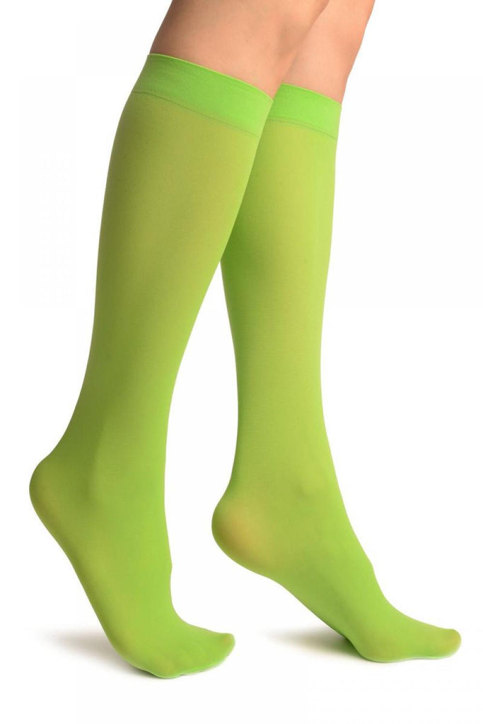 liss kiss Lime Green Plain Socks Knee High - Socks