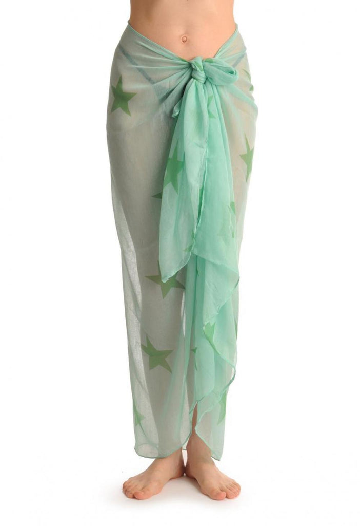 Liss Kiss Lime Green Stars On Light Green - Scarf
