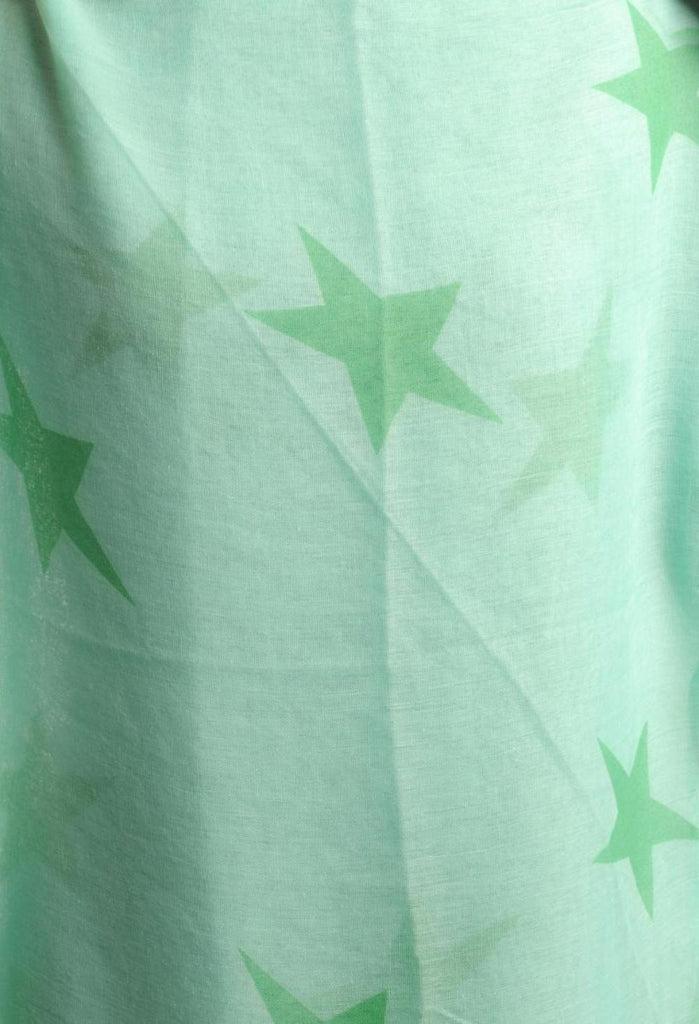 Liss Kiss Lime Green Stars On Light Green - Scarf