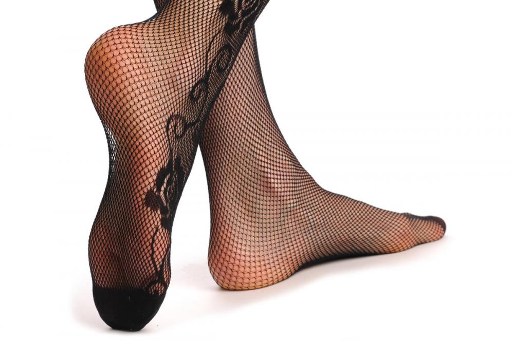 Liss Kiss Linked Roses On The Side Fishnet - Tights