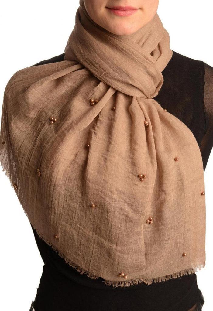 liss kiss Mocha Beaded Crinkled Scarf - Scarf