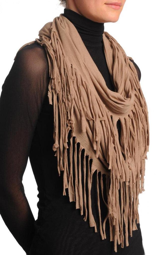 Liss Kiss Mocha With Tassels Snood Scarf - Snood
