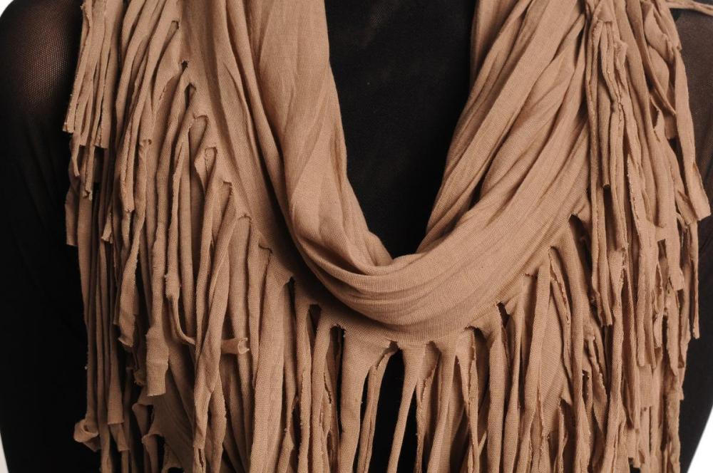 Liss Kiss Mocha With Tassels Snood Scarf - Snood