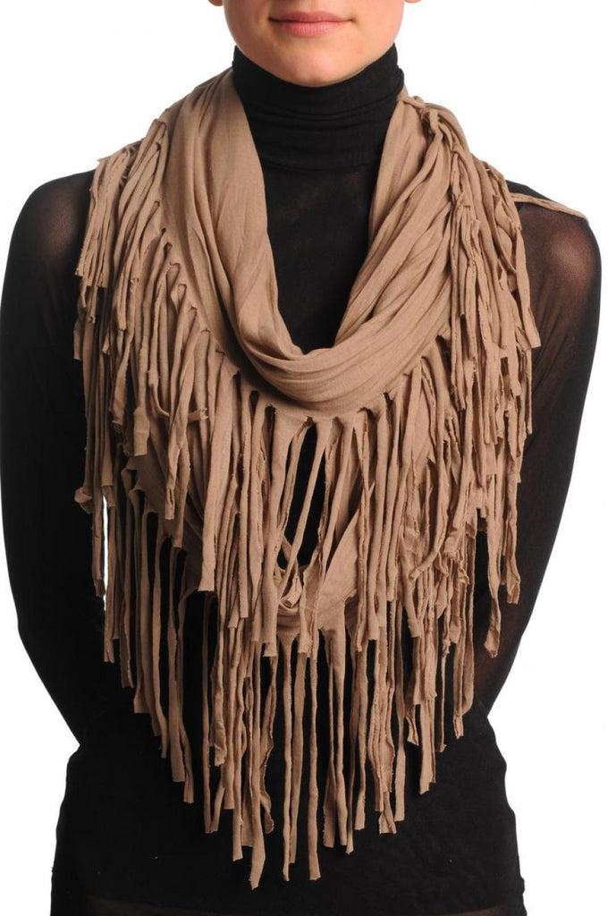 liss kiss Mocha With Tassels Snood Scarf - Snood