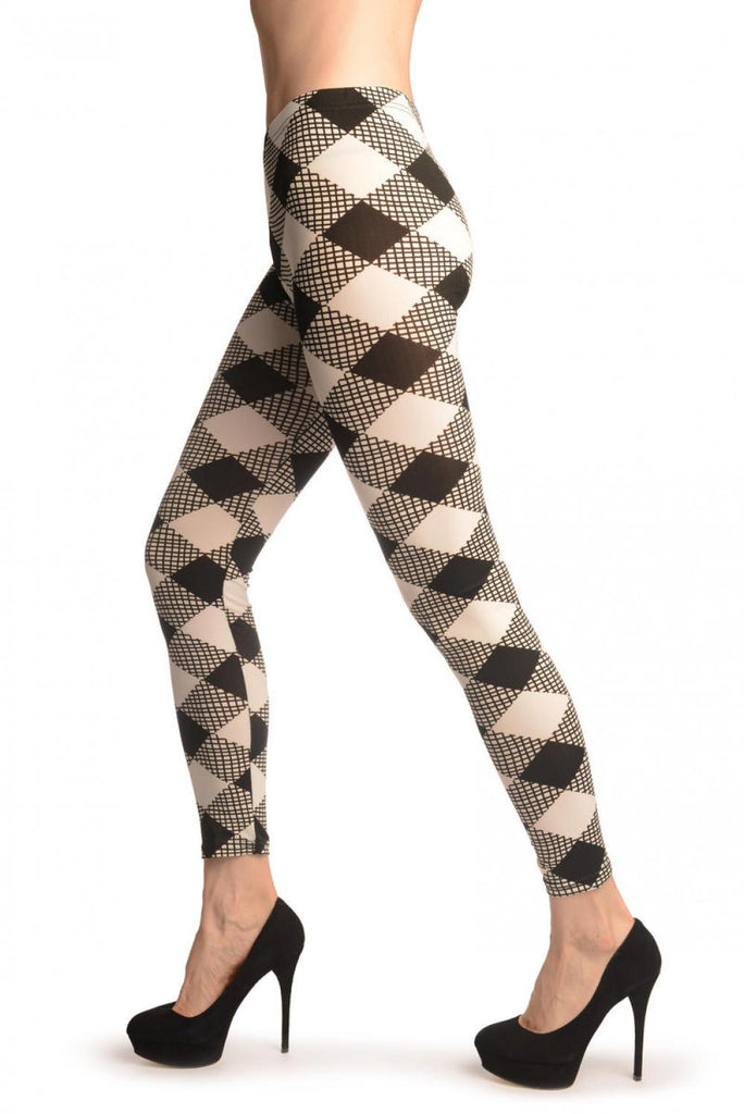 Liss Kiss Monochrome Checkered Gingham - Leggings