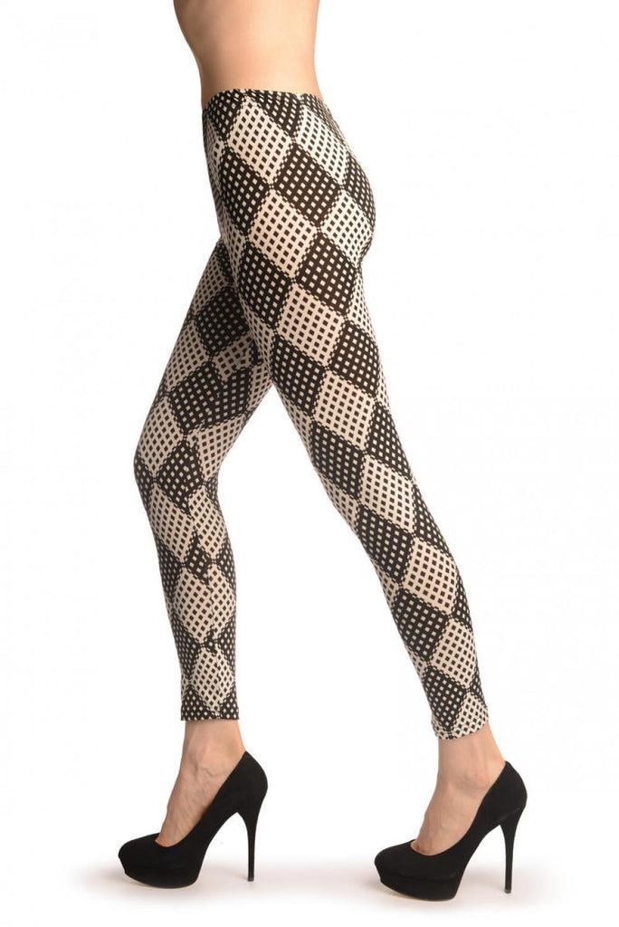 Liss Kiss Monochrome Mesh Diamonds - Leggings
