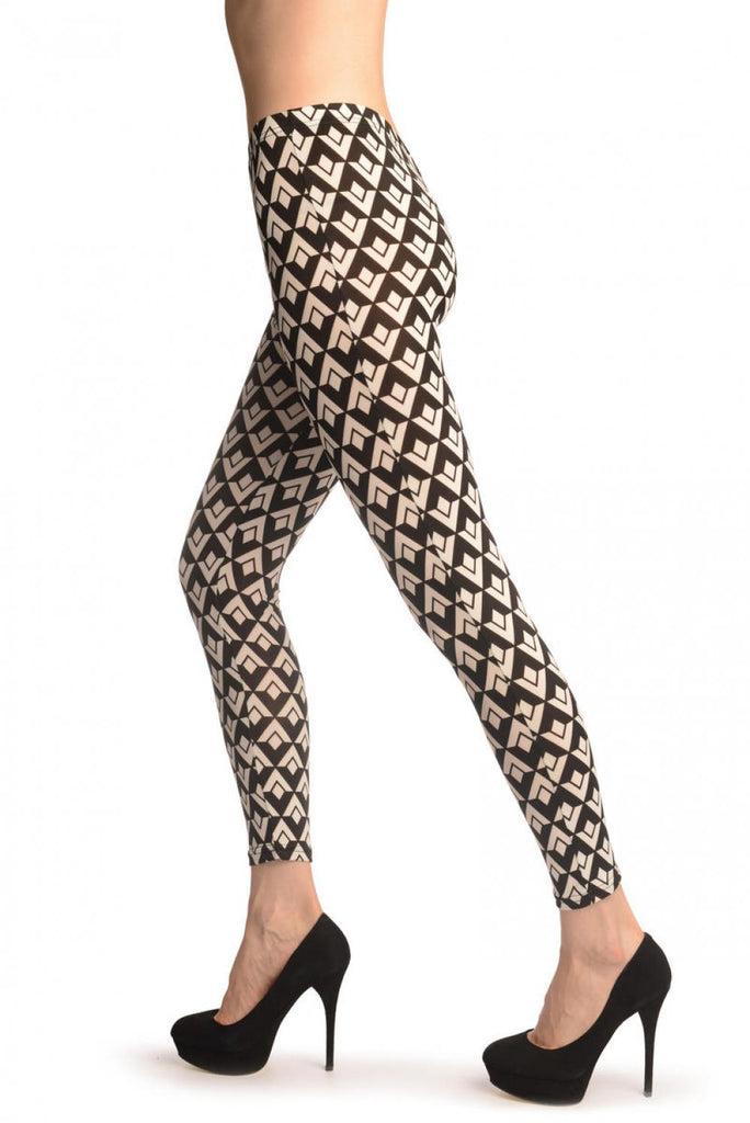 Liss Kiss Monochrome Mirrored Diamonds - Leggings