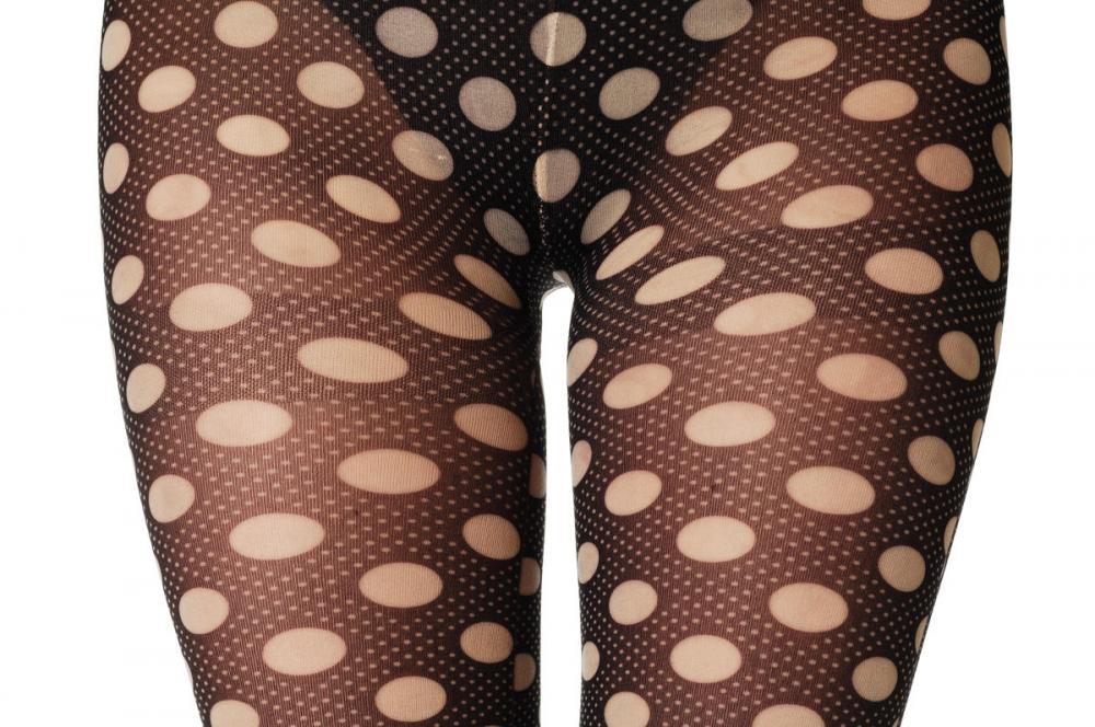 Liss Kiss Navy Blue With Beige Polka Dots - Tights