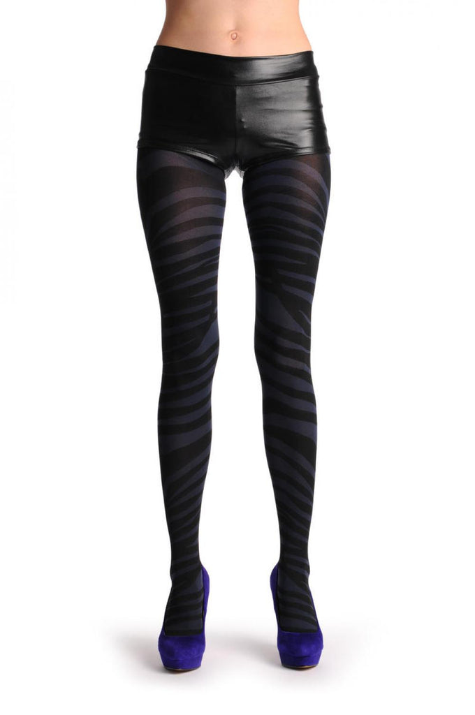 Liss Kiss Navy Blue Zebra Pattern 40 Den - Tights