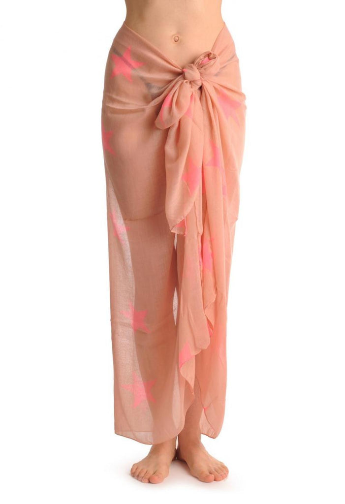 Liss Kiss Neon Pink Stars On Soft Pink - Scarf