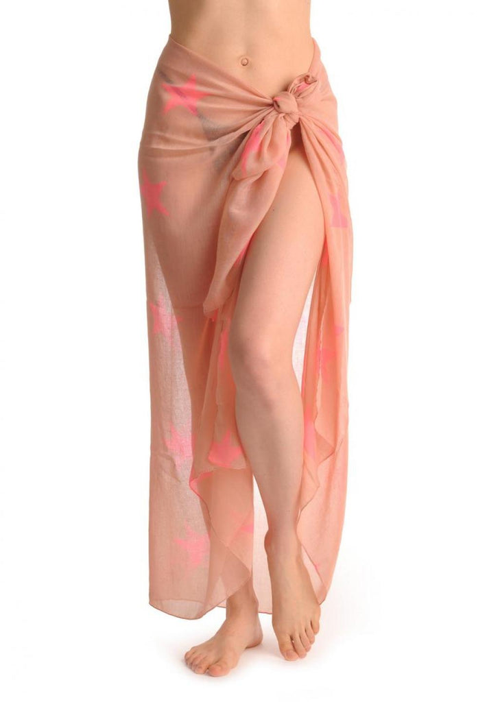 liss kiss Neon Pink Stars On Soft Pink - Scarf