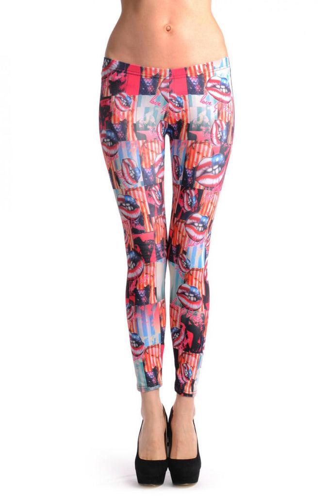 liss kiss New York Flag & Lips - Leggings