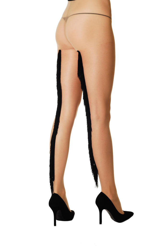 Liss Kiss Nude With Black Fringe - Tights