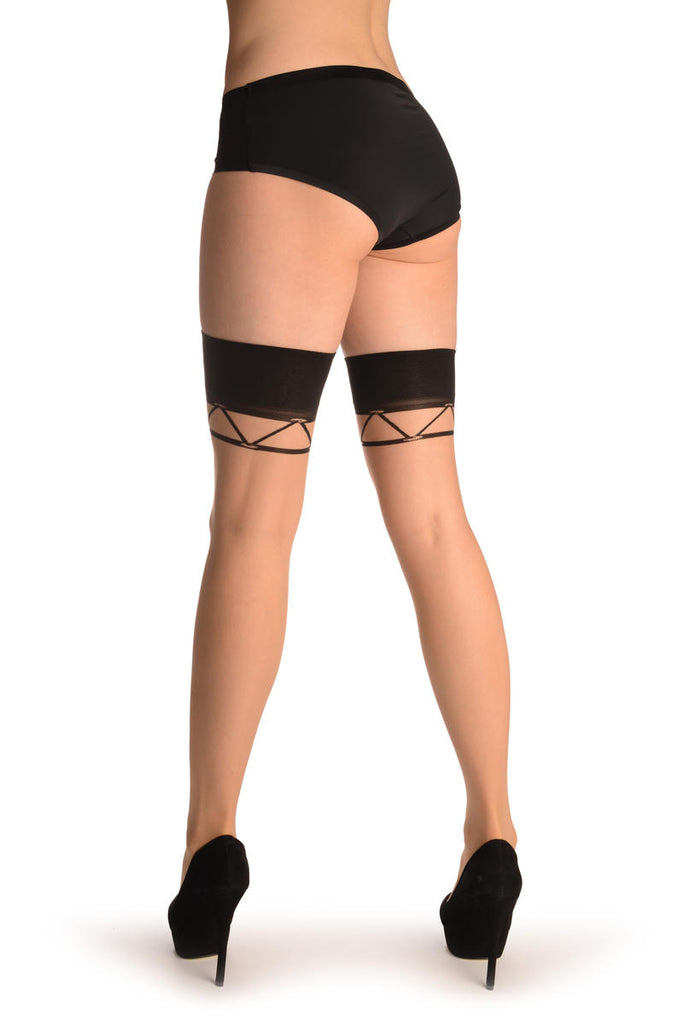 Liss Kiss Nude With Black Laced Up Top - Hold Ups