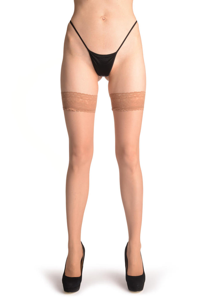 Liss Kiss Nude With Lace Silicon Garter - Hold Ups